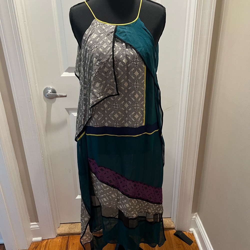 BCBGMaxAzria Blue Asymmetrical Sundress Cocktail